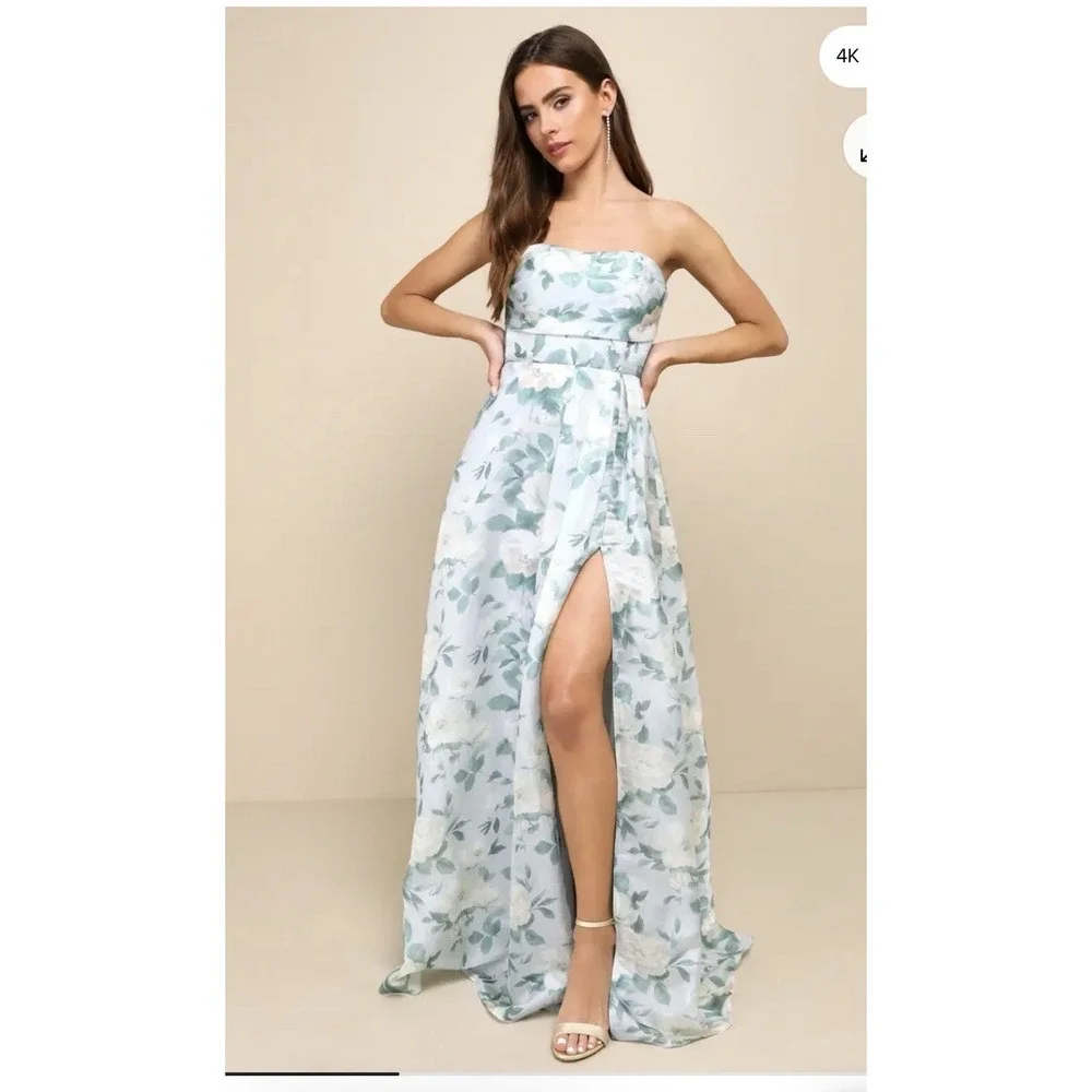 lulus blue maxi dress Beautiful Soul Blue Floral Print Twist-Front Maxi Dress